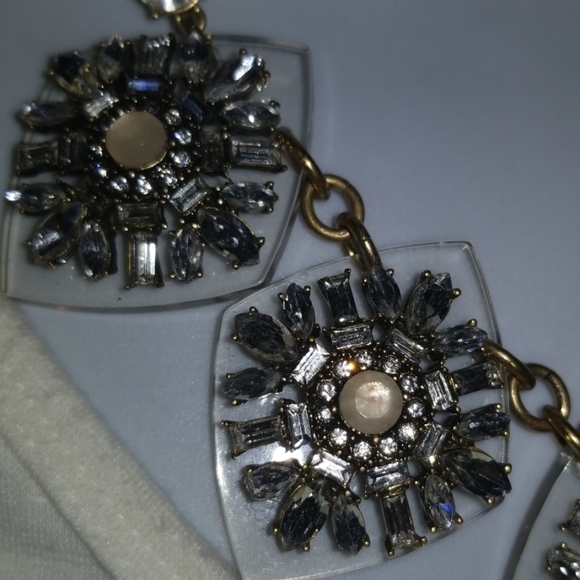 Ann Taylor Necklace Rhinestone Acrylic Gold Tone - Picture 2 of 8